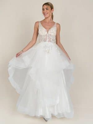 Apart Abendkleid mit aufwendig besticktem Tüll