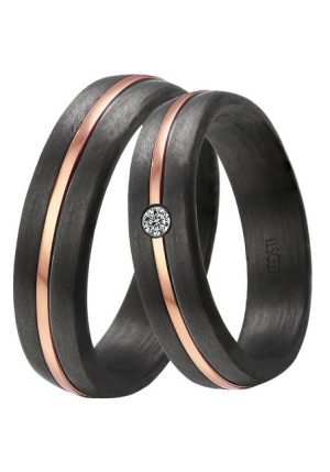DOOSTI Trauring Schmuck Geschenk CARBON Trauring Ehering Partnerring LIEBE