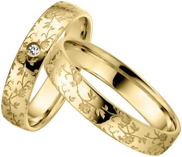 Firetti Trauring Schmuck Geschenk Gold 375 Hochzeit Ehering LIEBE Zweig Blätter Blumen
