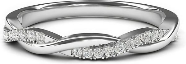 Jumpeak Trauring 14K Gold 2.5mm Twisted Vine Lab Cultured Diamond Ring Engagement Ring
