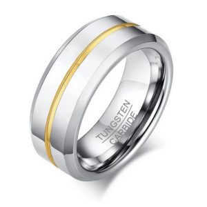 Order & Smile Schmuck Trauring Ehering Wolfram: Ring mit goldener Linie