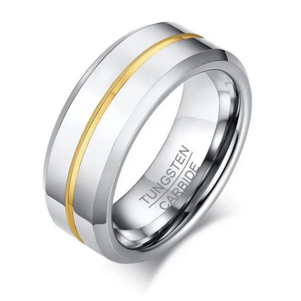 Order & Smile Schmuck Trauring Ehering Wolfram: Ring mit goldener Linie