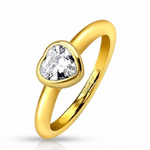 Taffstyle Fingerring Damen Ring Verlobungsring weißem Stein Herzform