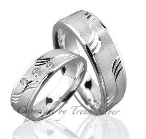 Trauringe123 Trauring Hochzeitsringe Verlobungsringe Trauringe Eheringe Partnerringe aus 925er Silber mit Stein