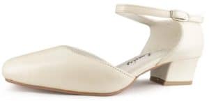White Lady 178 offwhite - weite Leder Brautschuhe Slingpumps