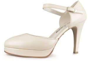 White Lady 277 offwhite Leder - Plateau Brautschuhe Slingpumps