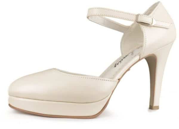 White Lady 277 offwhite Leder - Plateau Brautschuhe Slingpumps