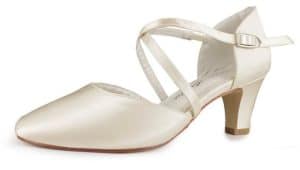 White Lady 750 ivory Satin - einfärbbare Brautschuhe mit Kreuzriemen Spangenpumps
