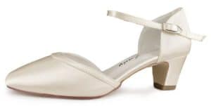 White Lady 754 ivory Satin - weite Brautschuhe Slingpumps