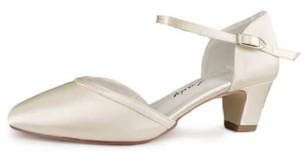 White Lady 754 ivory Satin - weite Brautschuhe Slingpumps