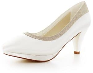 White Lady 838 ivory - einfärbbare Satin-Brautschuhe mit Glitzerrand Pumps
