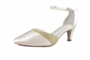 White Lady 875 ivory-champagner - einfärbbare Brautschuhe mit Glitter Slingpumps