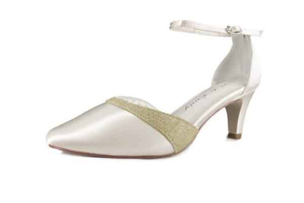 White Lady 875 ivory-champagner - einfärbbare Brautschuhe mit Glitter Slingpumps