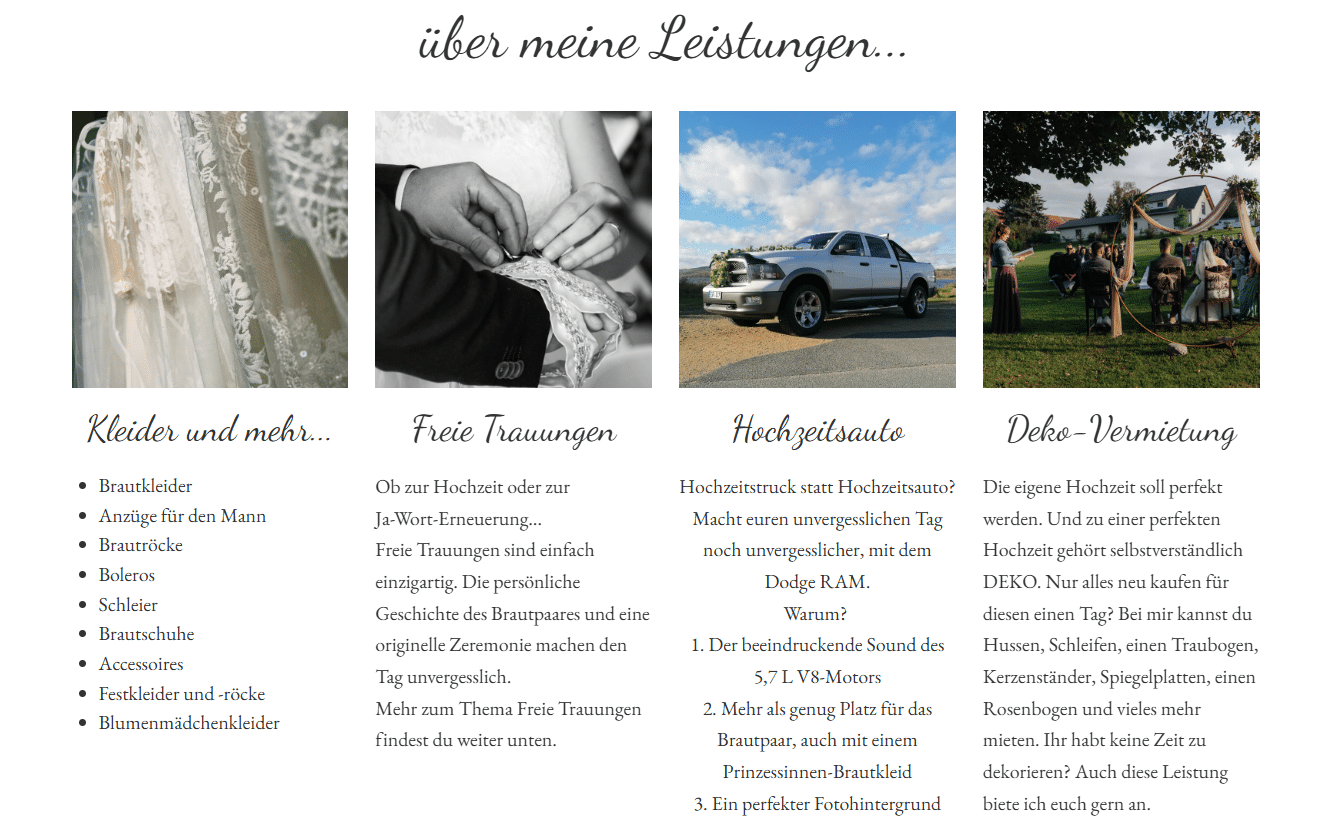 der schönste Tag Leistungen